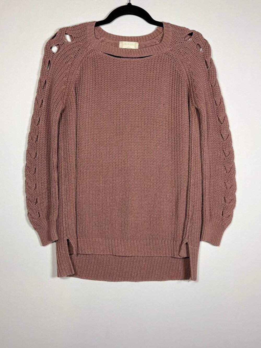 Altar'd State Dusty Pink Cable Sleeve Open Shoulder Sweater Womens Size S